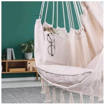 Hamak brazylijski krzesło z poduszkami ecru drewni