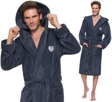 SPORTOWY WYJĄTKOWY SZLAFROK MĘSKI Z KAPTUREM XL