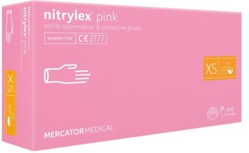 RĘKAWICE NITRYLOWE RÓŻOWE MERCATOR PINK XS 100 sz