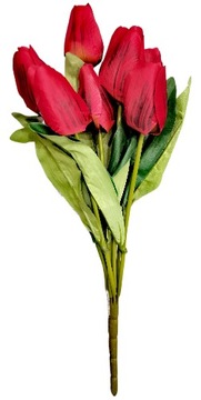 BUKIET TULIPANÓW DUŻY 46 cm CZERWONY 9 pąków kwiaty sztuczne