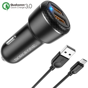 BZ17 Зарядное устройство 2USB QC3.0 3A 18W LED + микрокабель