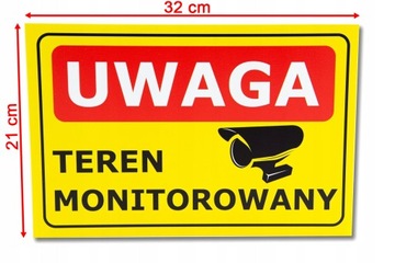 БОЛЬШАЯ ДОСКА 40x30см ЗОНЫ ВНИМАНИЯ КОНТРОЛИРУЕМЫЙ ОБЪЕКТ ЖЕЛТЫЙ | ЗНАК ПВХ