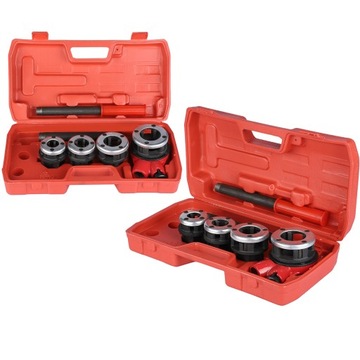 Ручной набор для нарезания резьбы на сантехнических трубах с 4 матрицами, инструмент для нарезания резьбы 1/2 дюйма, 3/4 дюйма, 1 дюйма, 1-1/4 дюйма