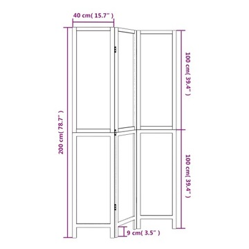 vidaXL Ширма для гостиной, 3 панели, темно-коричневый, массив дерева павловнии