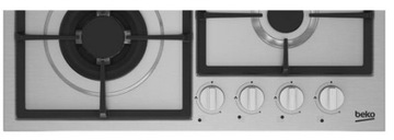 Beko HIYG64225SXOP газовая варочная панель 4 конфорки Сталь