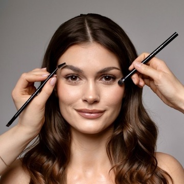 Двусторонняя кисть для хны для бровей, скошенная кисть, синтетическая щетина.