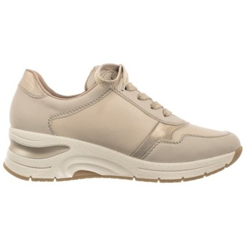 Buty Sneakersy Półbuty Skórzane Damskie Rieker Beżowe N9301-60 Beige