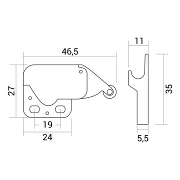 Мини-защелка, никель/нержавеющая сталь ZA003