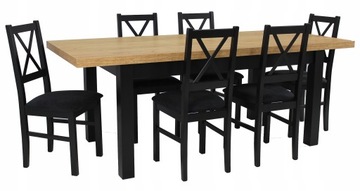 Stół rozkładany 90x160/210 CRAFT 6x Czarne Krzesło