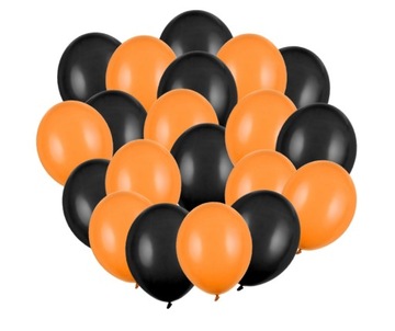 BALONY Bukiet pomarańczowe- czarne halloween 20szt