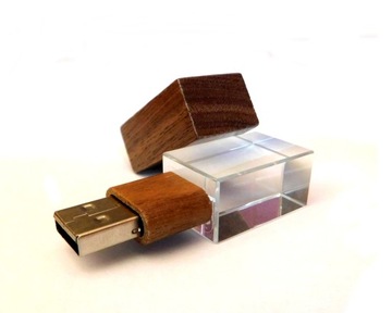 USB 32ГБ 3.0, ДЕРЕВО-СТЕКЛО, СТЕКЛО С ПОДСВЕТКОЙ