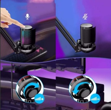 MIKROFON DO KOMPUTERA GAMINGOWY POJEMNOŚCIOWY RGB + STATYW