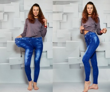 Legginsy DAMSKIE Getry Spodnie Leginsy MODNE Getry Jeans rozmiar L/XL