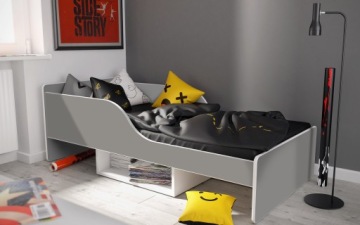 Łóżko dziecięce SMILE 160x70 szare-białe