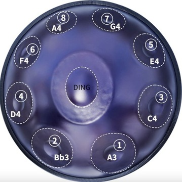 GLADFRESIT Handpan w tonacji D Kurd Minor z podstawką, instrument, futerał