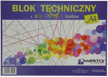 Blok TECHNICZNY z kolorowymi kartkami A4 Wektor