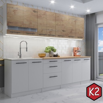 Meble Kuchenne FLIP biały mat + dąb lancelot [K2]