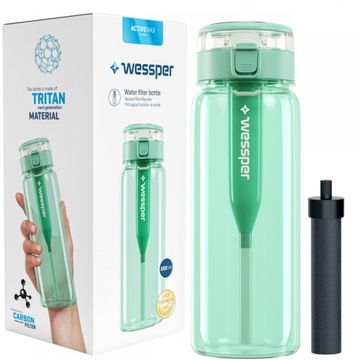 Bidon butelka filtrująca wodę Wessper ActiveMax Clarti 0,68l + 1x Filtr