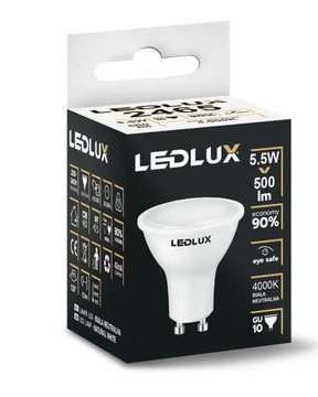 Светодиодная лампа GU10 5,5Вт = 50Вт SMD 4000К нейтральная Premium LEDLUX не мигает