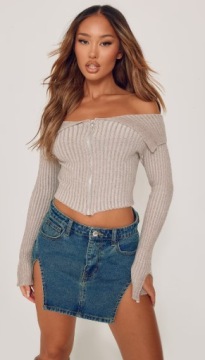 PRETTYLITTLETHING SWETER BEŻOWY KRÓTKI 38 1EGD