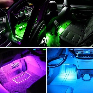 Освещение x12 светодиодов 4x XXL USB RGB пульт дистанционного управления для автомобиля