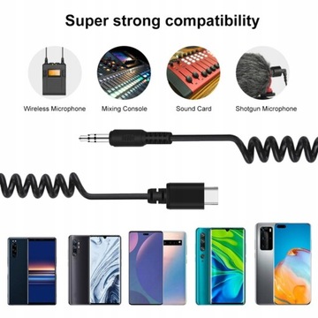 3,5 mm TRRS na USB-C Adapter audio Kabel spiralny