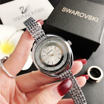 DAMSKI ZEGAREK - Svarowski ELEGANCKI SILVER