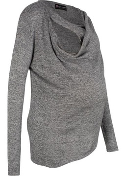 Z1625 SWETER CIĄŻOWY/ CZARNO-BIAŁY MELANŻ R.44/46