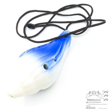 mini OKARYNA ceramiczna MUSZELKA niebieska 6 otworów chwyty nuty ocarina