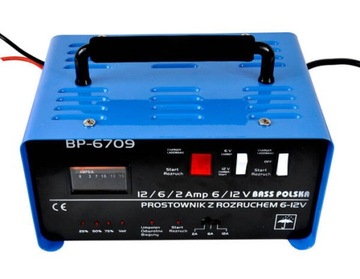 PROSTOWNIK SAMOCHODOWY 6V 12V 12A Z ROZRUCHEM BOOSTER ROZRUCH 75A