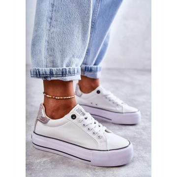 Trampki damskie BIG STAR KK274037 białe klasyczne obuwie casual modne