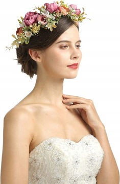 dziewczyna kwiat ślub boho wieniec wianek glowe