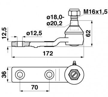 Шарнир, косая головка без резьбы М16х1,5 18/20 для С