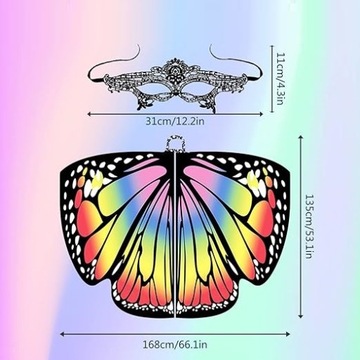 КОСТЮМ-КАПАКОТ ОДЕЖДА КРЫЛЬЯ БАБОЧКИ + МАСКА ДЛЯ ЛИЦА 168см