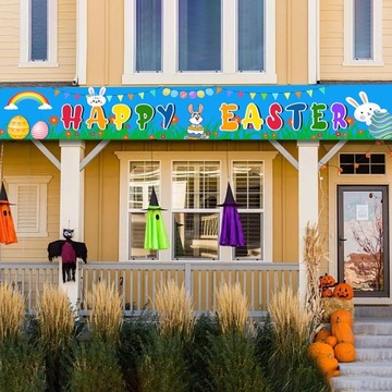 Пасхальный баннер, украшение пасхального знака, баннер с кроликом, газон в стиле А