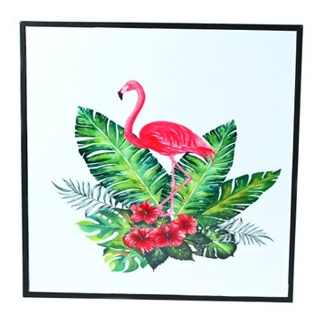 FLAMING OBRAZEK W RAMIE 30x30CM TROPIKALNY DŻUNGLA