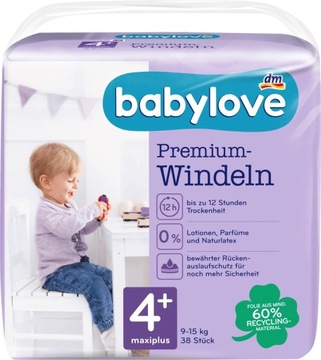 Babylove Pieluszki rozmiar 4+, 9-15 kg - 38 szt