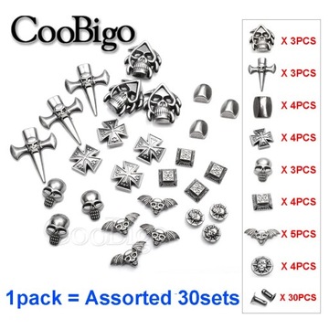 20 комплектов металлических черепов с заклепками и шипами в стиле панк-рок DIY кожаный браслет для рукоделия