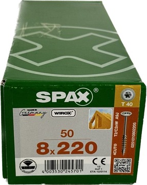 Wkręty do więźby dachowej 8x 220 SPAX talerz 50szt