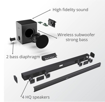 ЗВУКОВАЯ БАР С САБВУФЕРОМ 2.1 BLUETOOTH AKAI ASB-6WSW