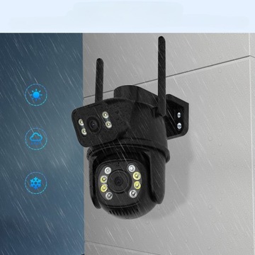 ВРАЩАЮЩАЯСЯ ДВОЙНАЯ КАМЕРА WIFI 8 Мп НАРУЖНАЯ ICSEE 128 ГБ SD