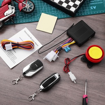 UNIWERSALNY MOTOCYKLOWY ALARM ANTYKRADZIEŻOWY 12V Z PILOTEM
