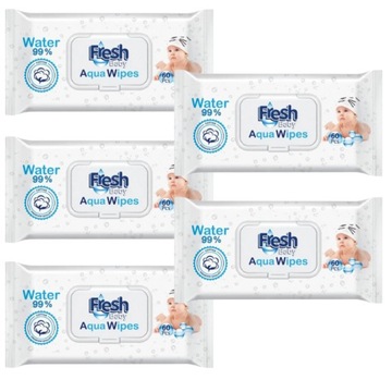 5x60 Chusteczki Nawilżane Aqua Wipes dla Dzieci Mokre 99% Pure Water