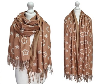 ELEGANCKI DUŻY SZALIK KASZMIR CIEPŁY SZAL FRĘDZLE