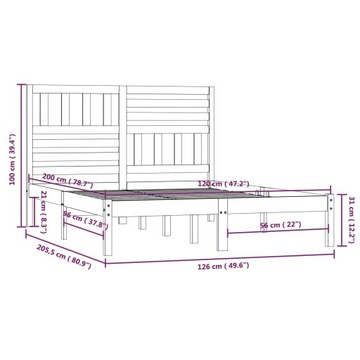 КАРКАС КРОВАТИ ИЗ ЧЕРНОЙ СОСНЫ 120X200CM