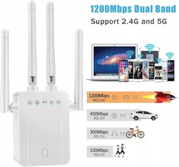Усилитель диапазона WiFi Extender, двухдиапазонный режим 1200 Мбит/с