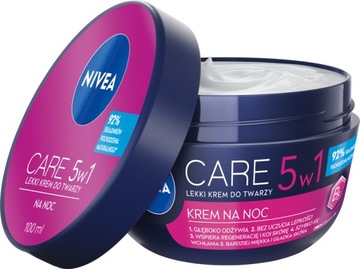 NIVEA CARE 5w1 Krem do twarzy nawilżający regeneracyjny na noc 100ml