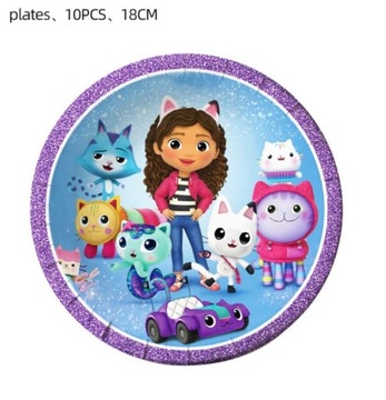 Набор ТАРЕЛКИ, КРУЖКИ, САЛФЕТКИ, Кошачий домик Габи, Украшение на ДЕНЬ РОЖДЕНИЯ, 40 шт.