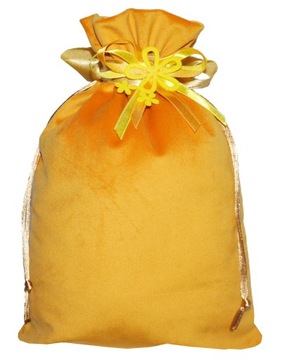 Велюровый подарочный пакет бархат 21х30см оранжевый декор