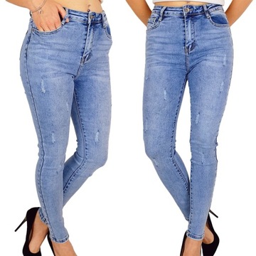 # KLASYCZNE DAMSKIE SPODNIE JEANSOWE RURKI BLUE #